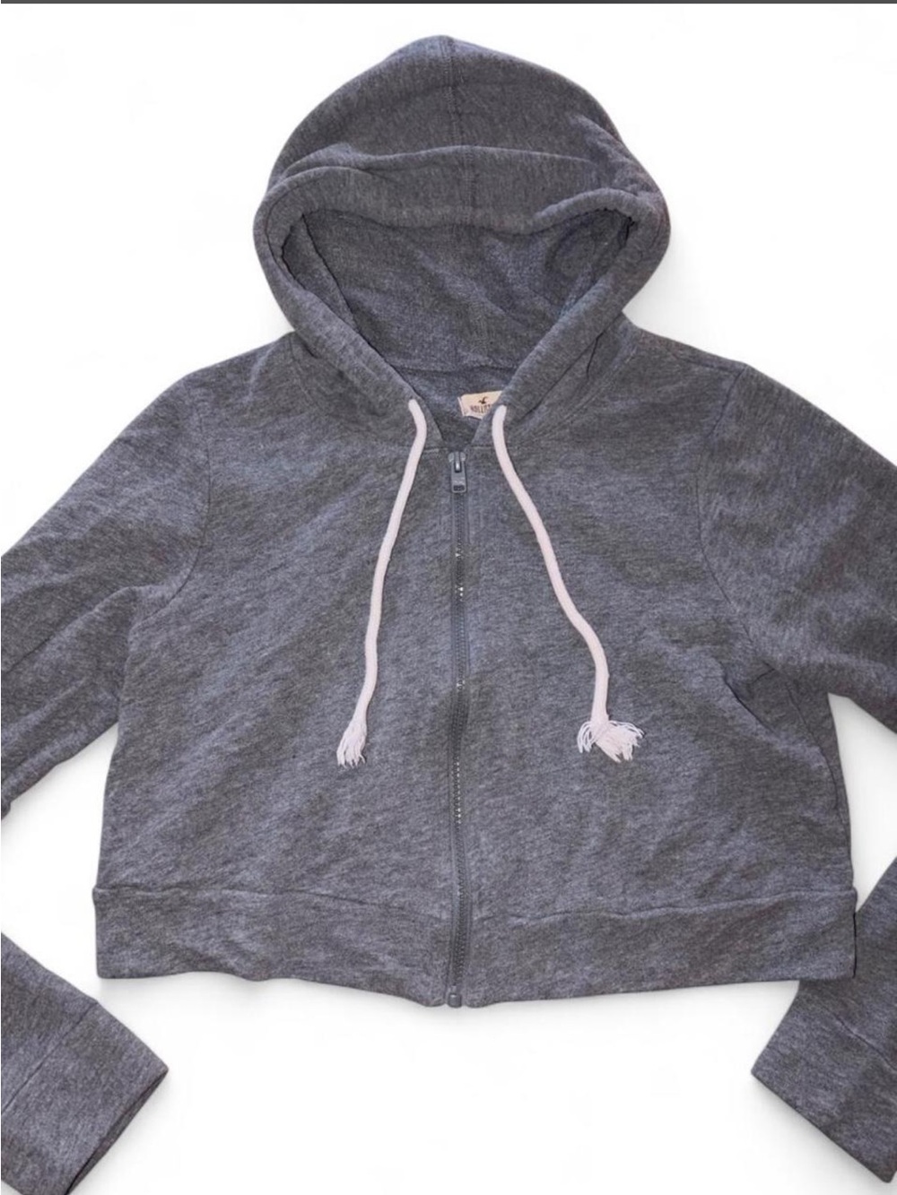 Hollister grey cropped zip up hoodie